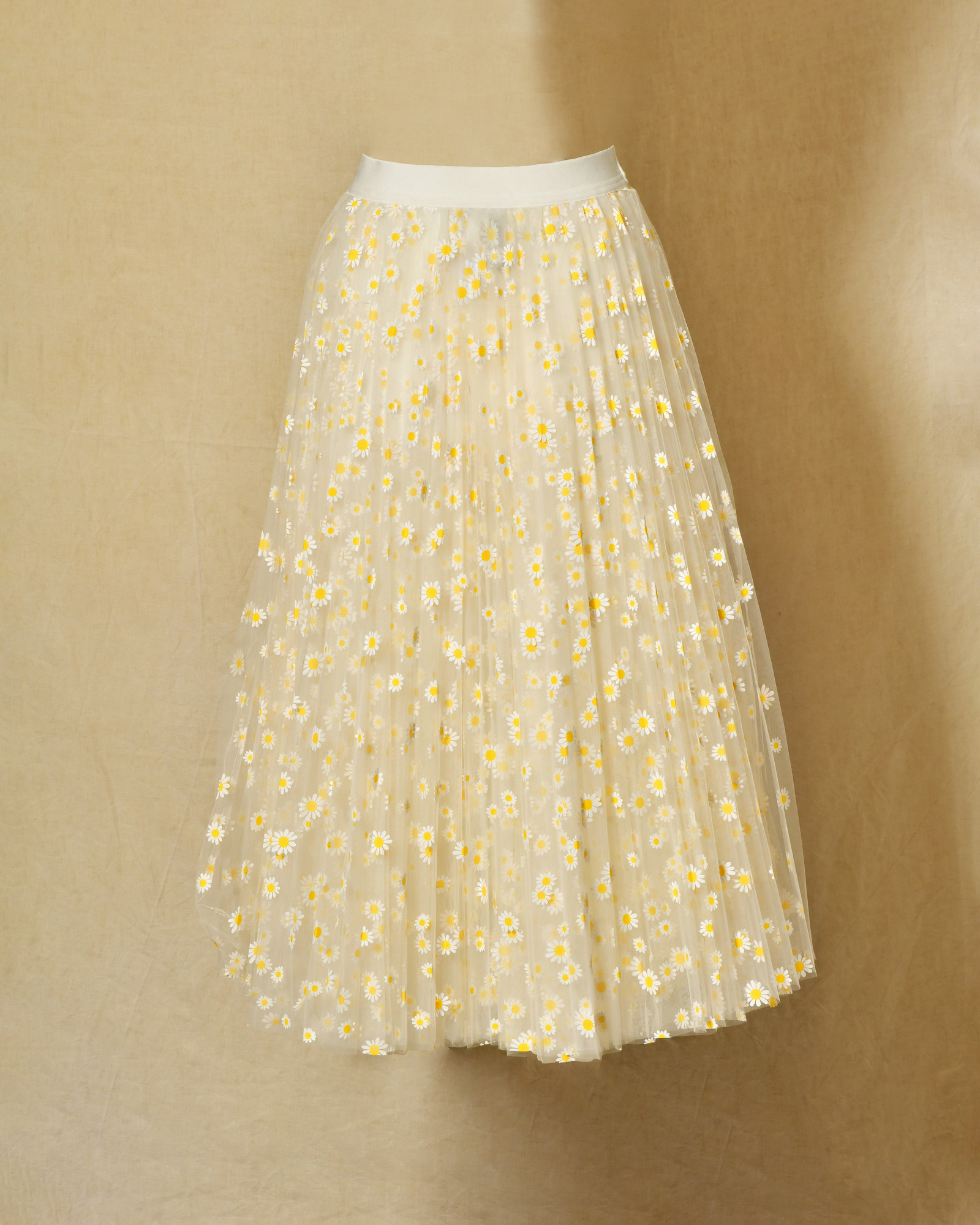 Jupe longue en tulle à imprimé marguerite Edward Achour