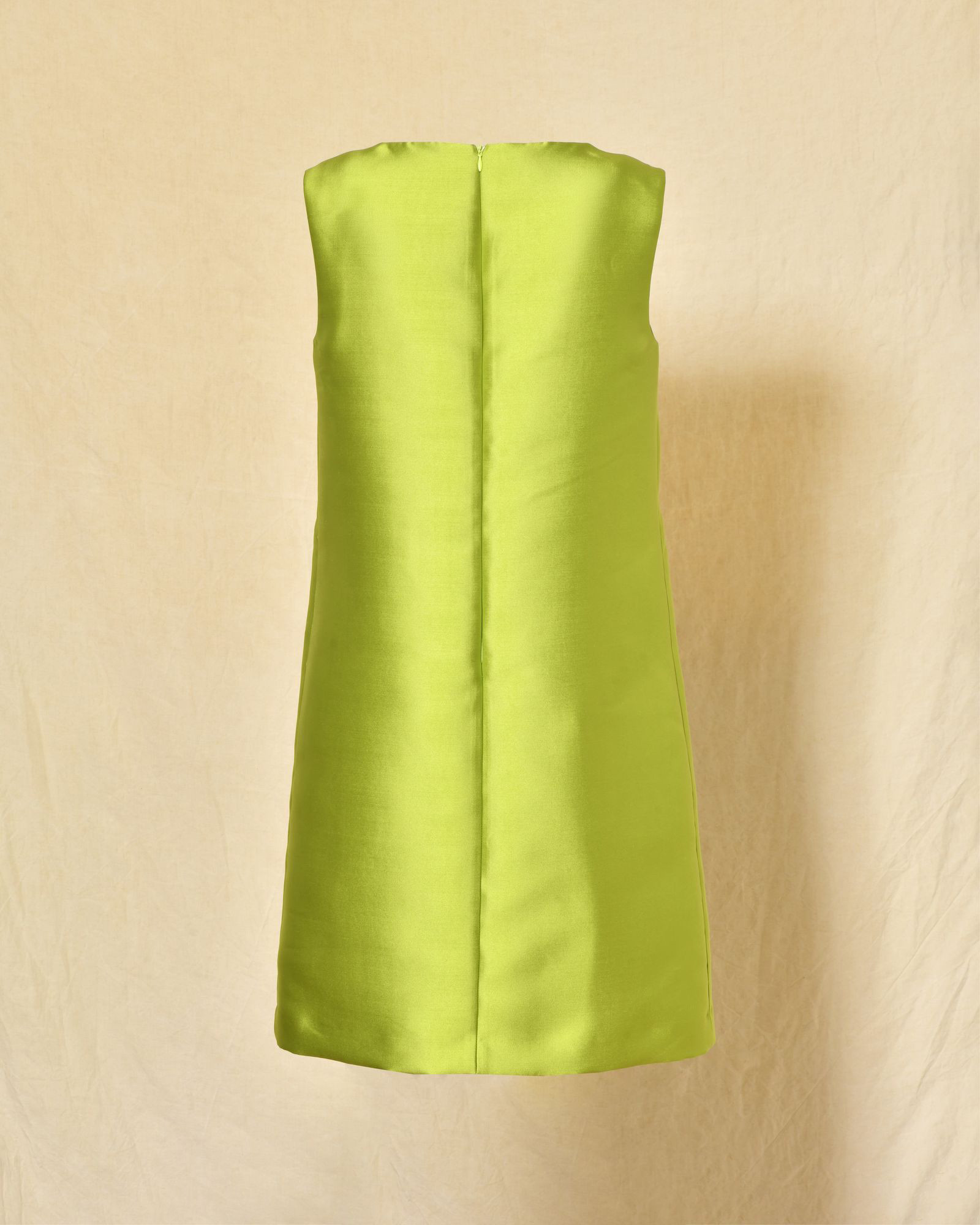 Robe trapèze vert citron sans manches Clips