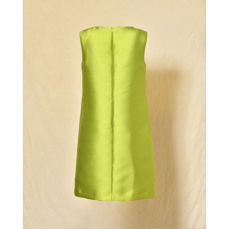 Robe trapèze vert citron sans manches Clips