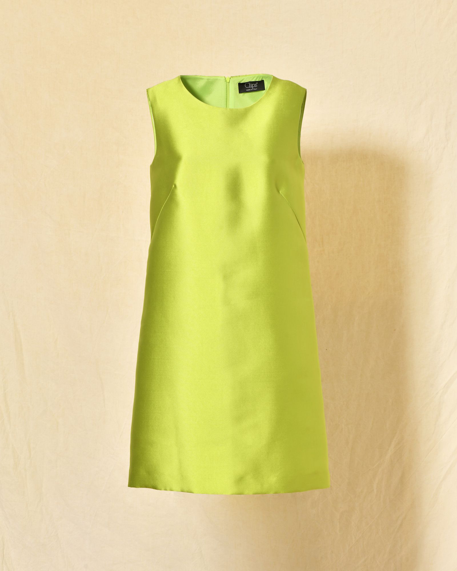 Robe trapèze vert citron sans manches Clips