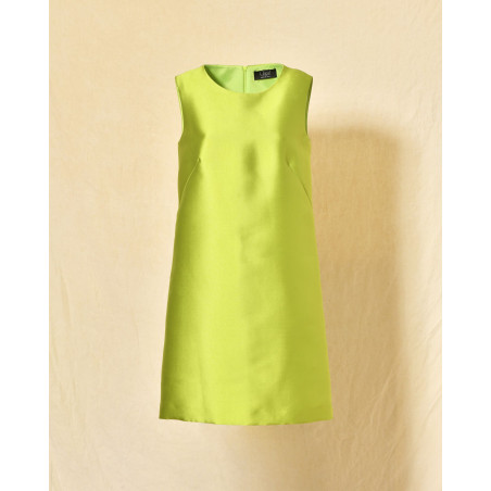 Robe trapèze vert citron sans manches Clips