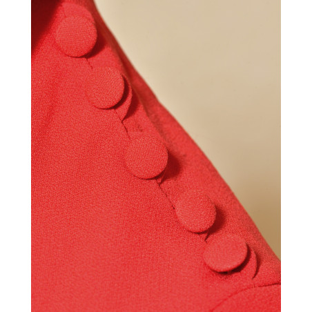 Blouse en crêpe rouge à col lavallière Red Valentino