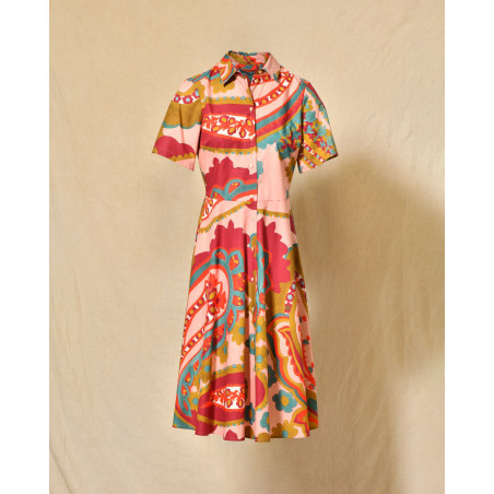 Robe chemise à imprimés multicolores Lady Cotton