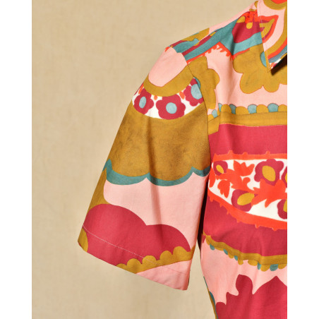 Robe chemise à imprimés multicolores Lady Cotton