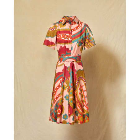 Robe chemise à imprimés multicolores Lady Cotton