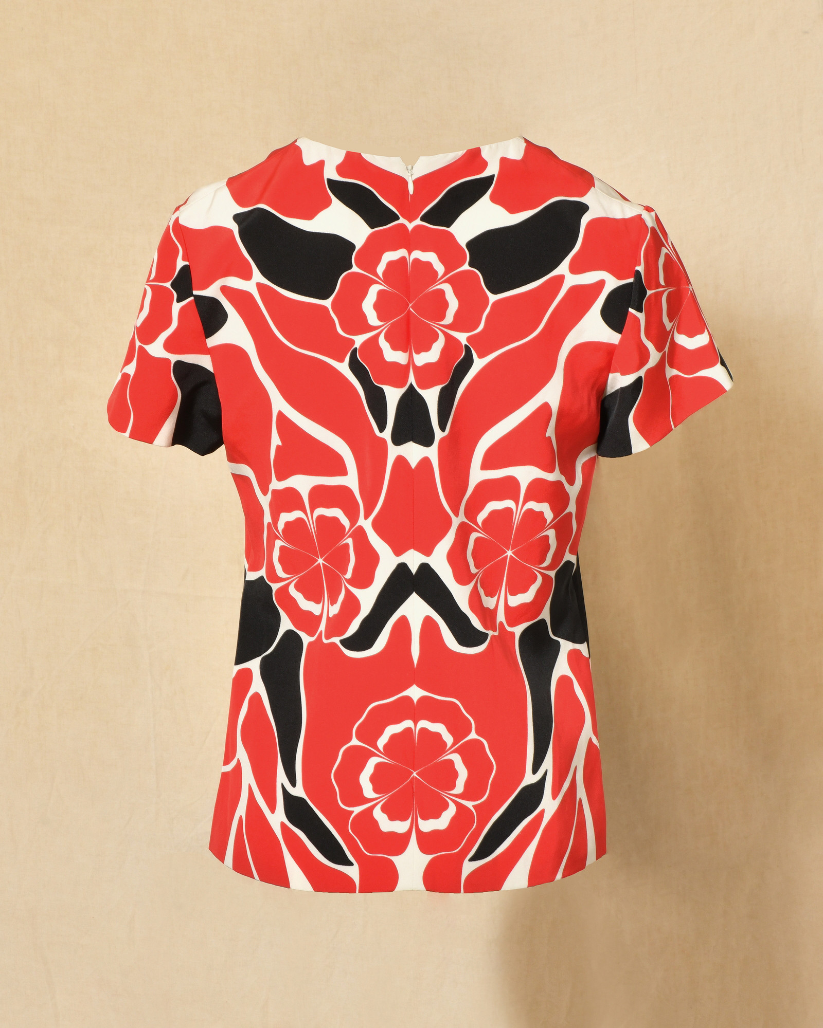 Top en soie blanc à imprimé fantaisie rouge Alexander Mcqueen