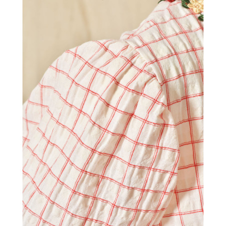 Robe en coton à carreaux à broderies florales Front Street