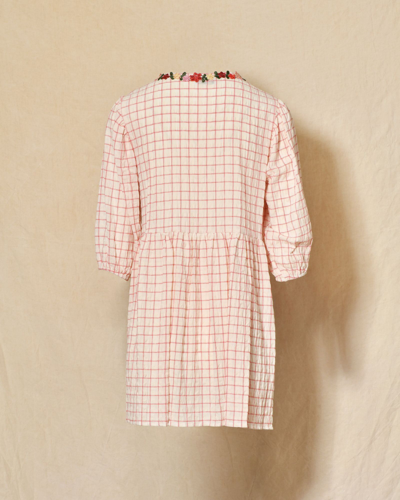 Robe en coton à carreaux à broderies florales Front Street