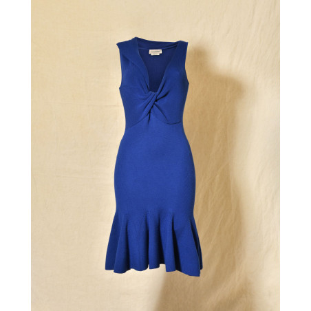 Robe en laine bleue roi Alexander McQueen