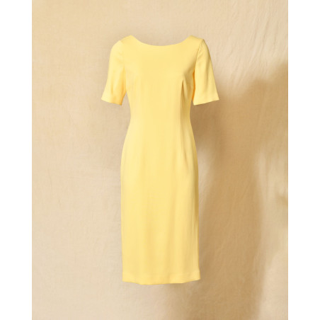 Robe ajustée jaune pâle à col bateau Clips