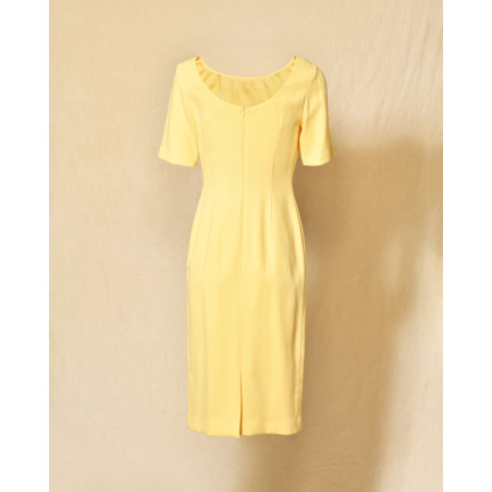 Robe ajustée jaune pâle à col bateau Clips