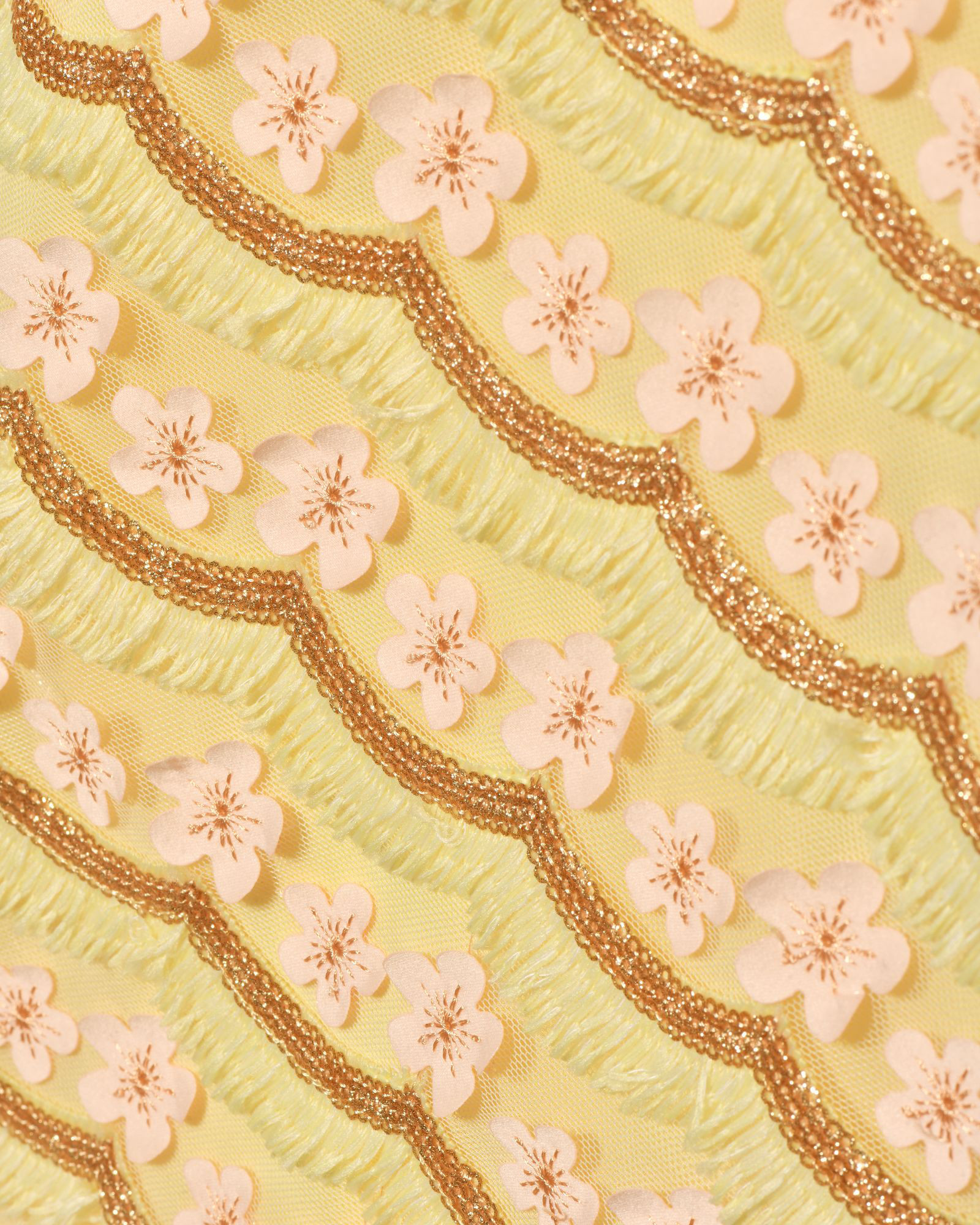 Robe élégante jaune pâle à broderies fleuris Edward Achour