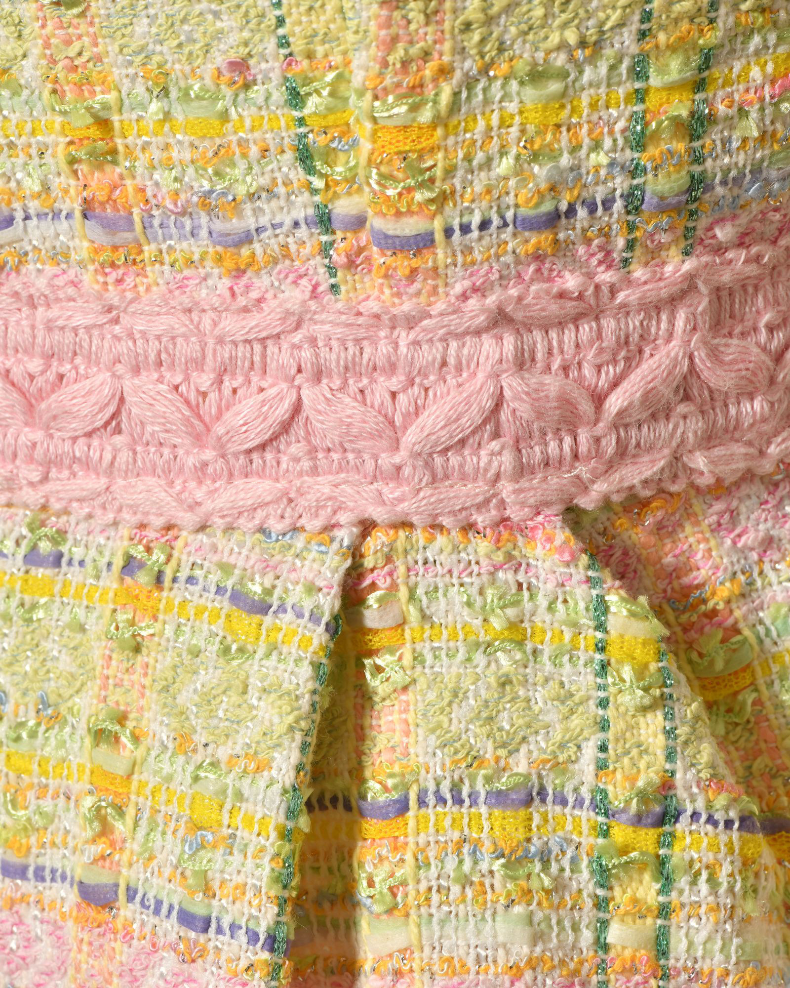 Robe sans manches en tweed vert pastel Edward Achour