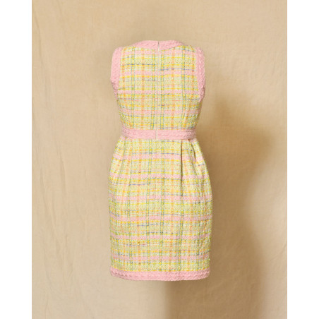 Robe sans manches en tweed vert pastel Edward Achour