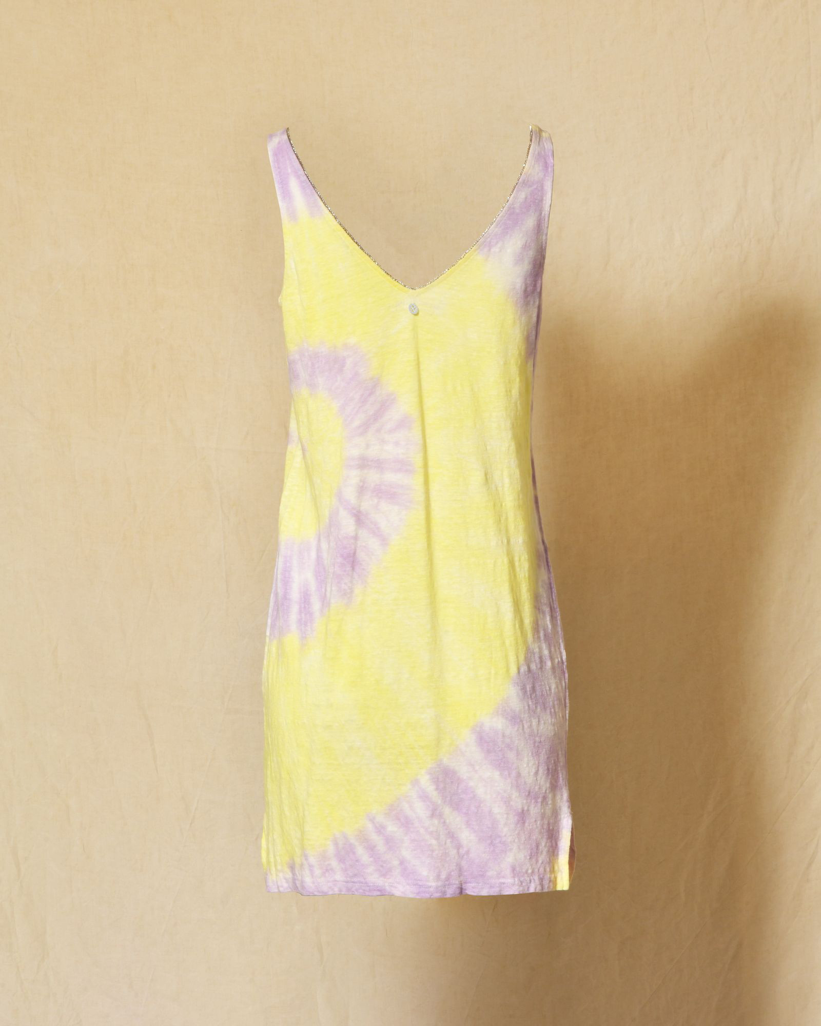 Robe en lin sans manches tie & dye jaune et lilas Ma Petite Capsule