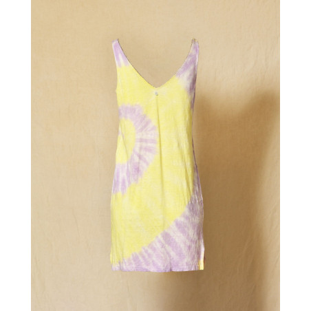 Robe en lin sans manches tie & dye jaune et lilas Ma Petite Capsule