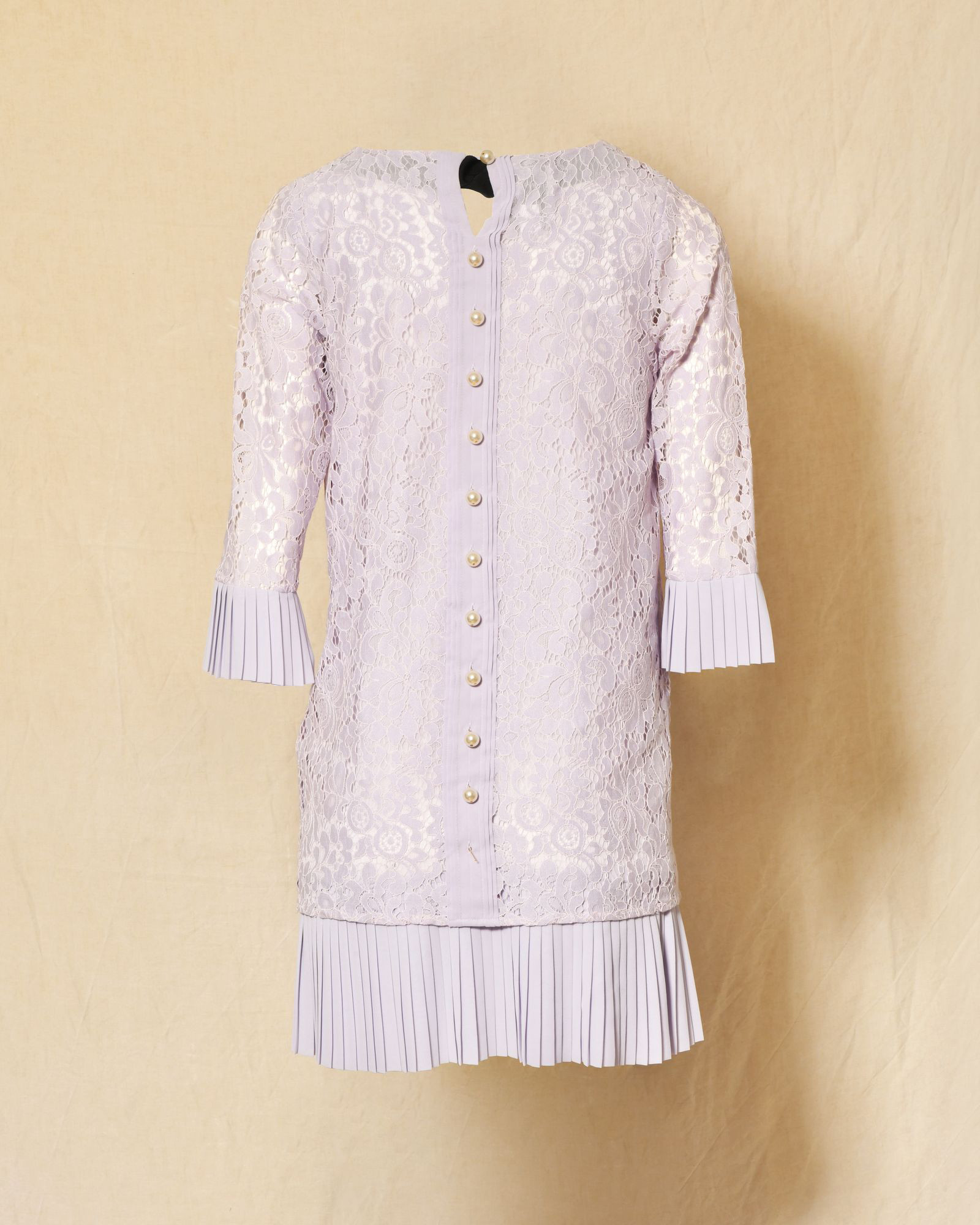 Robe en dentelle plissée violette Edward Achour