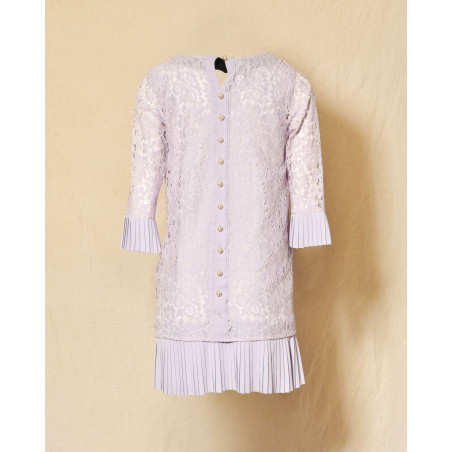 Robe en dentelle plissée violette Edward Achour