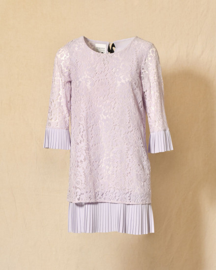 Robe en dentelle plissée violette Edward Achour