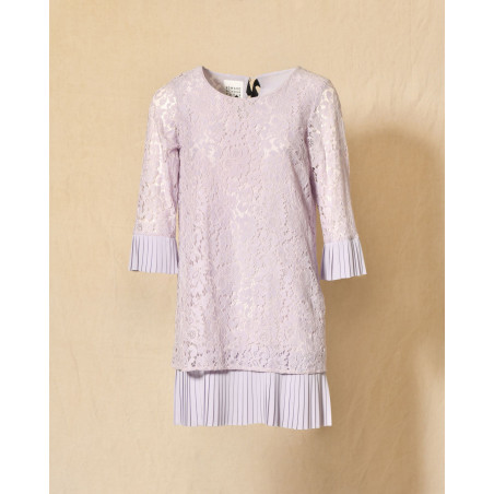 Robe en dentelle plissée violette Edward Achour