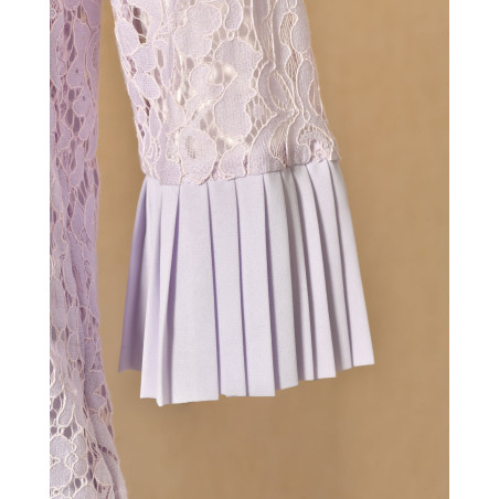 Robe en dentelle plissée violette Edward Achour