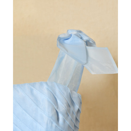 Robe patineuse bleu pastel volantée Edward Achour