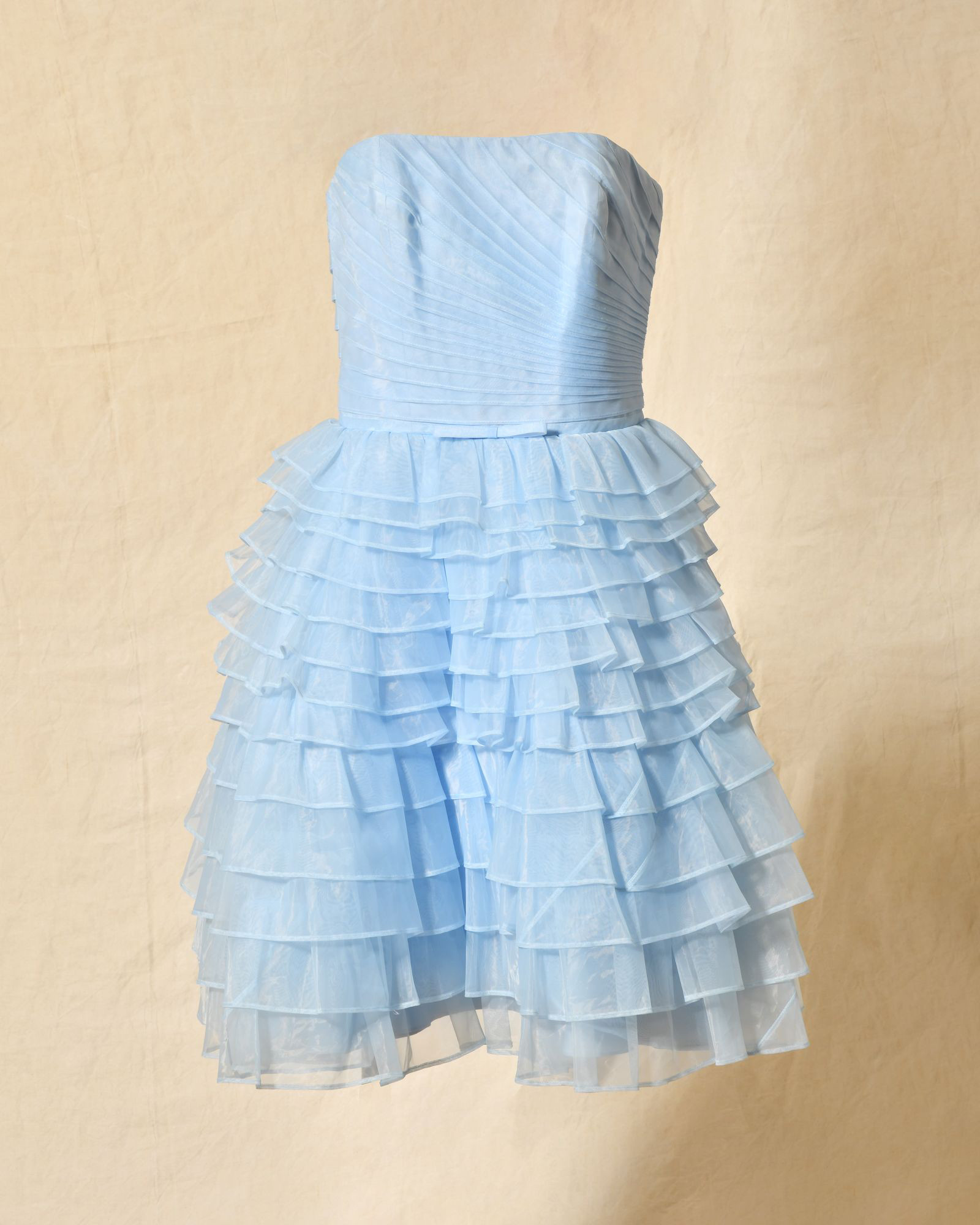 Robe patineuse bleu pastel volantée Edward Achour