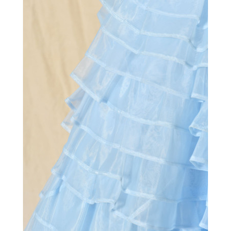 Robe patineuse bleu pastel volantée Edward Achour