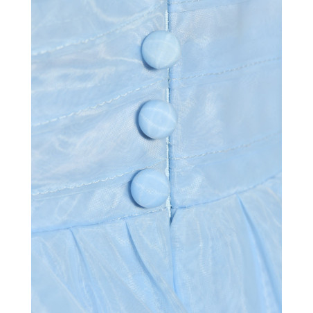 Robe patineuse bleu pastel volantée Edward Achour