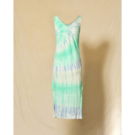Robe en lin sans manches tie & dye verte et bleue Ma Petite Capsule
