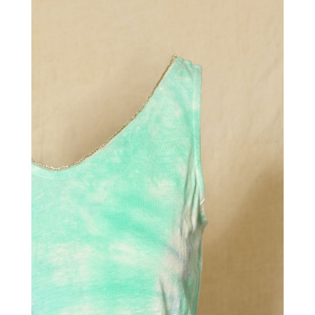Robe en lin sans manches tie & dye verte et bleue Ma Petite Capsule