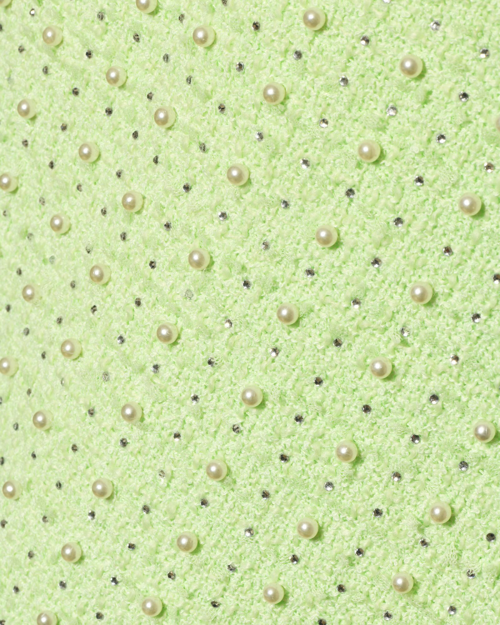 Manteau en tweed vert pastel orné de perles Edward Achour