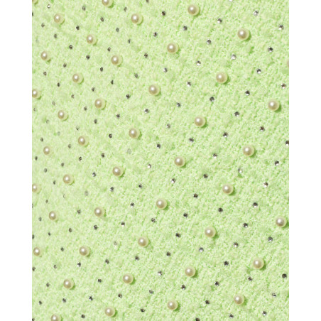 Manteau en tweed vert pastel orné de perles Edward Achour