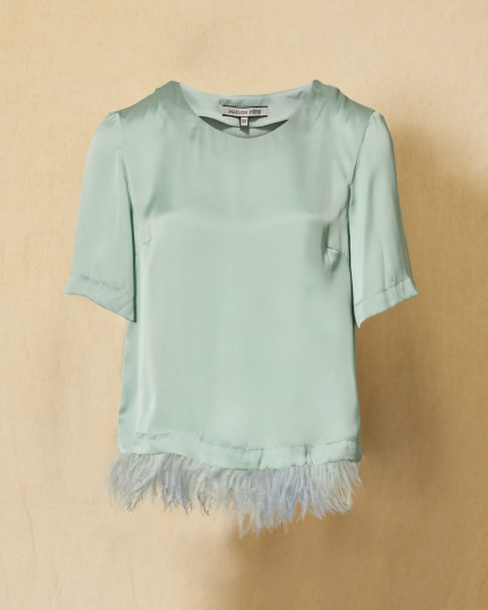 Blouse en satin à plumes amovible Maison Père