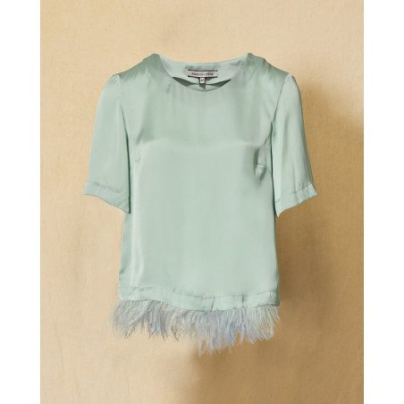 Blouse en satin à plumes amovible Maison Père