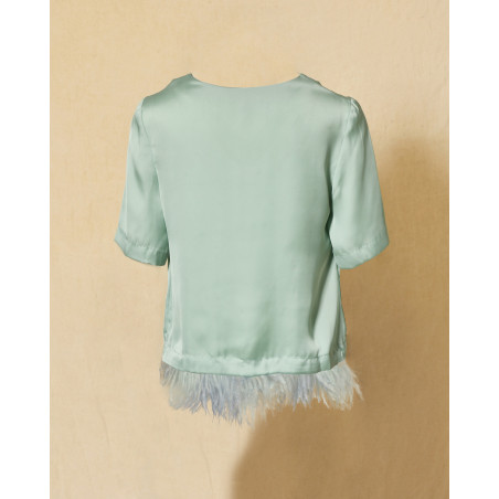 Blouse en satin à plumes amovible Maison Père