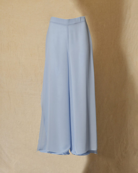 Pantalon palazzo fluide bleu Clips