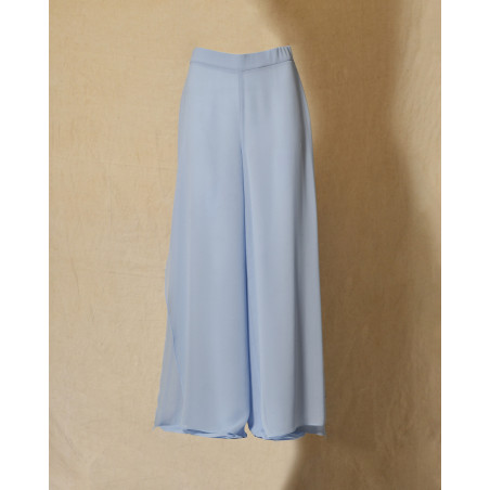 Pantalon palazzo fluide bleu Clips