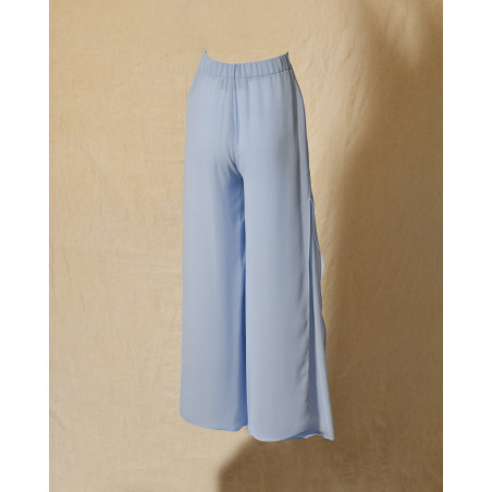 Pantalon palazzo fluide bleu Clips