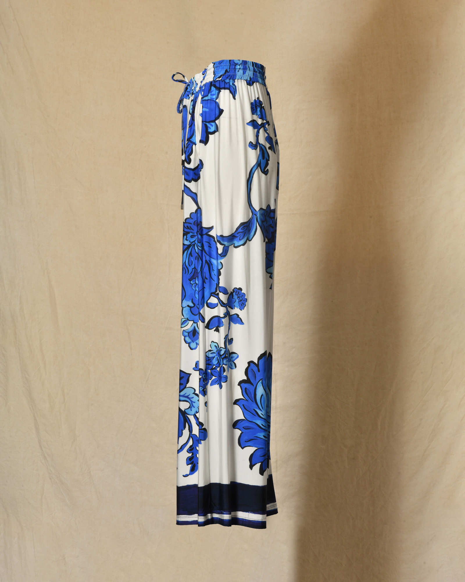 Pantalon en viscose à imprimé floral bleu Clips