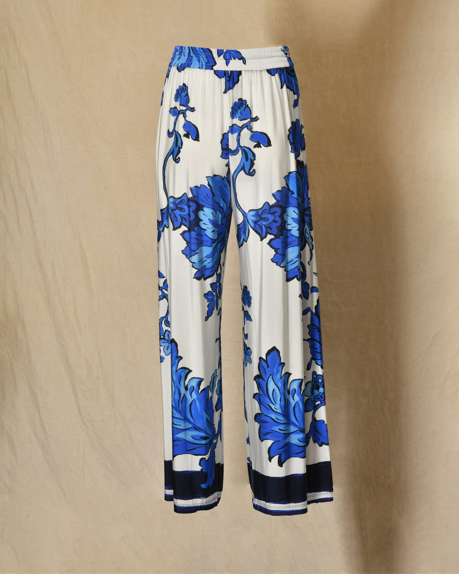 Pantalon en viscose à imprimé floral bleu Clips