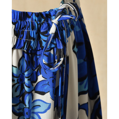 Pantalon en viscose à imprimé floral bleu Clips