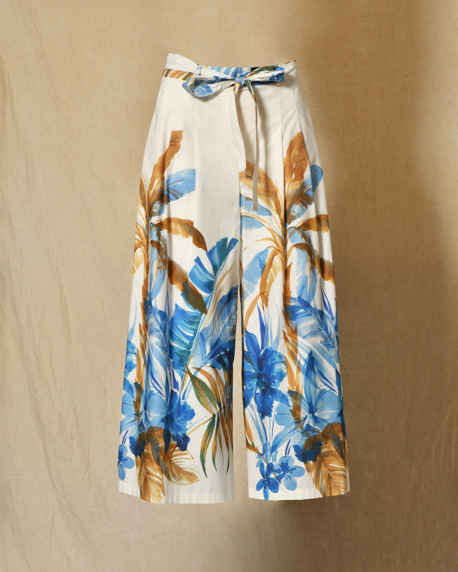 Pantalon blanc large à imprimé florale Lady Cotton