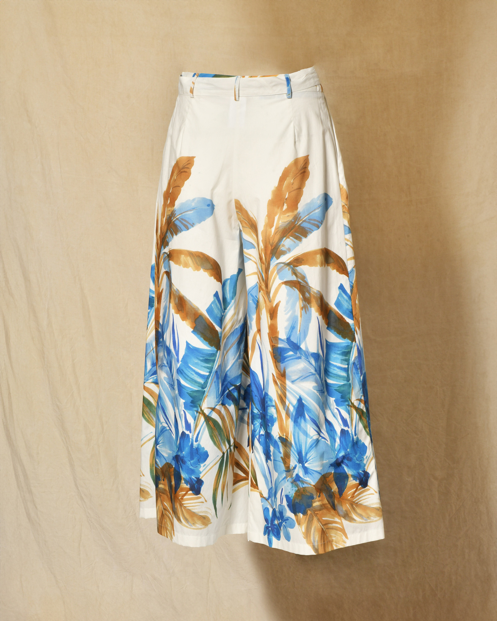 Pantalon blanc large à imprimé florale Lady Cotton