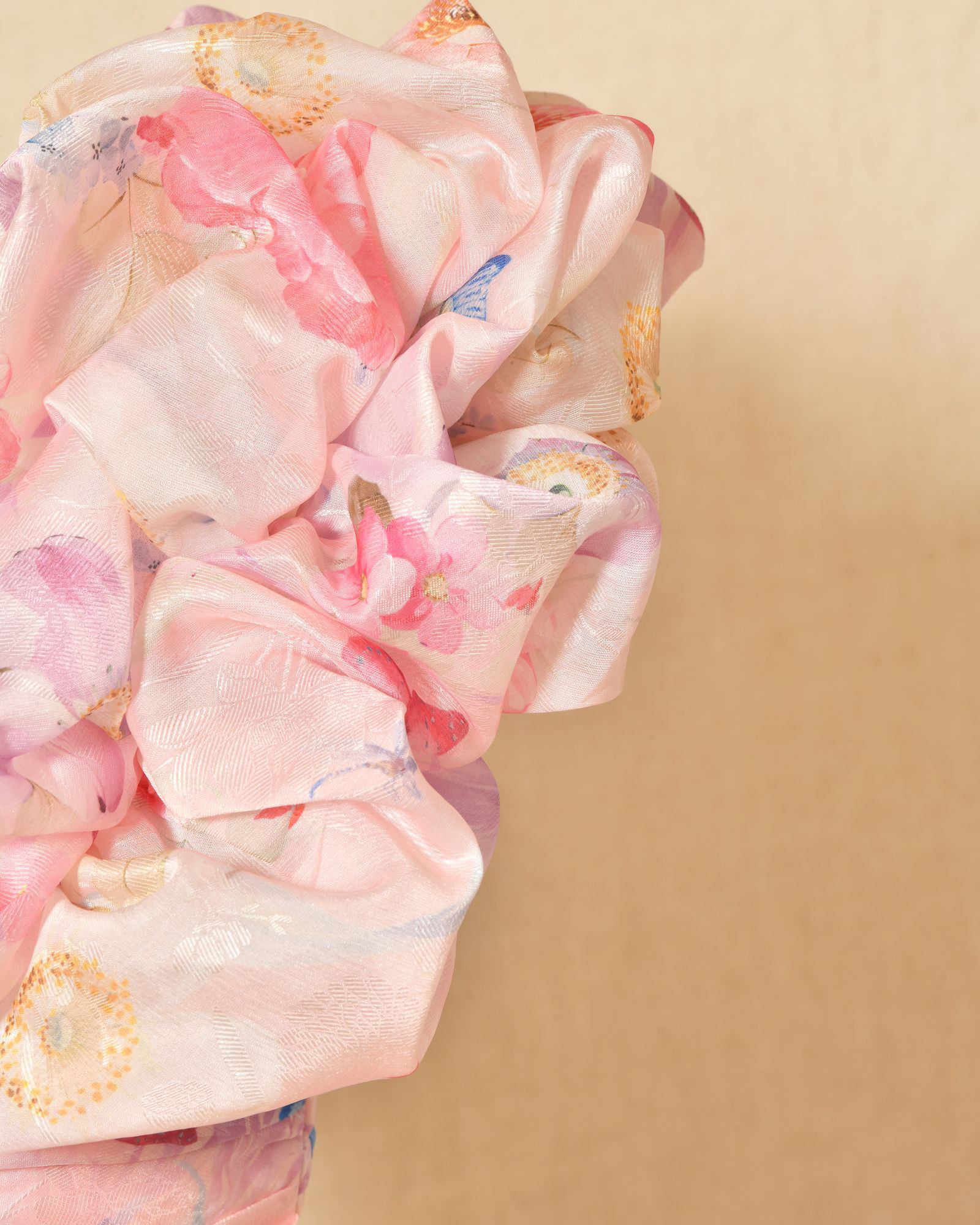 Robe bustier drapée rose à volants Edward Achour