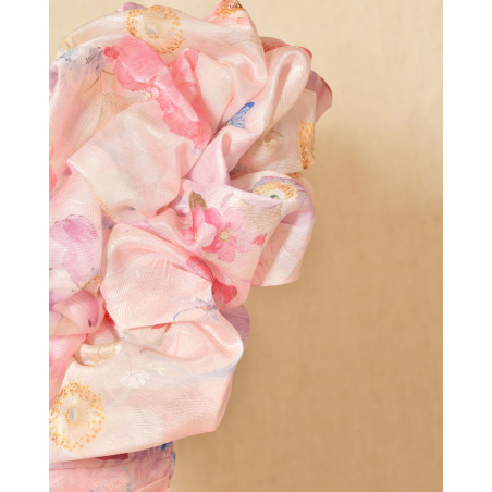 Robe bustier drapée rose à volants Edward Achour