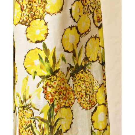 Pantalon en lin fluide imprimé ananas Lady Cotton