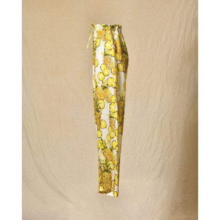 Pantalon en lin fluide imprimé ananas Lady Cotton