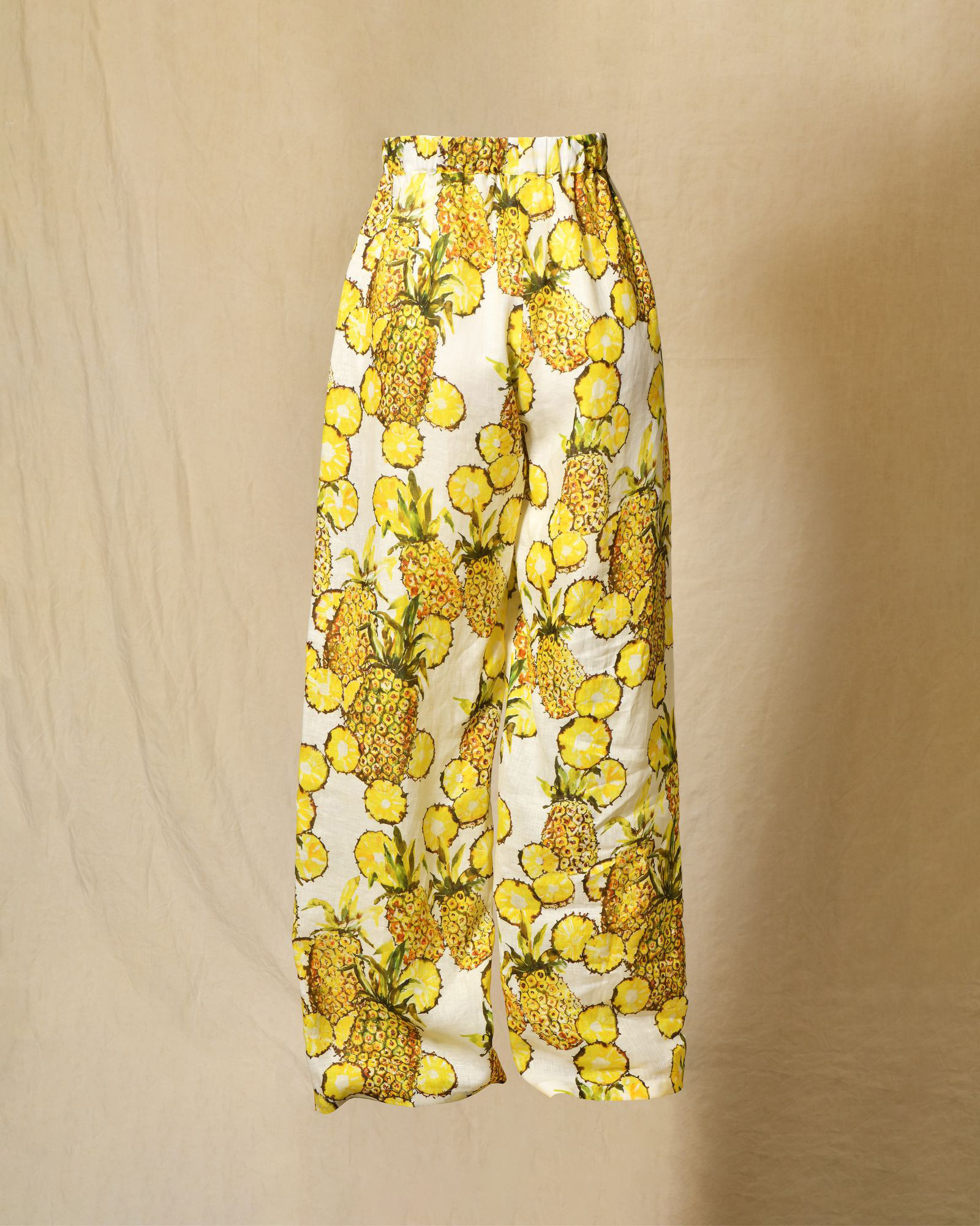 Pantalon en lin fluide imprimé ananas Lady Cotton