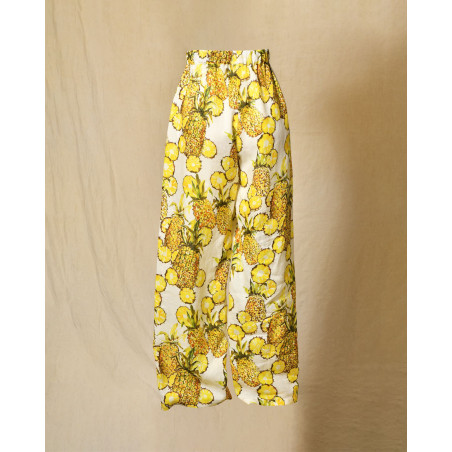 Pantalon en lin fluide imprimé ananas Lady Cotton